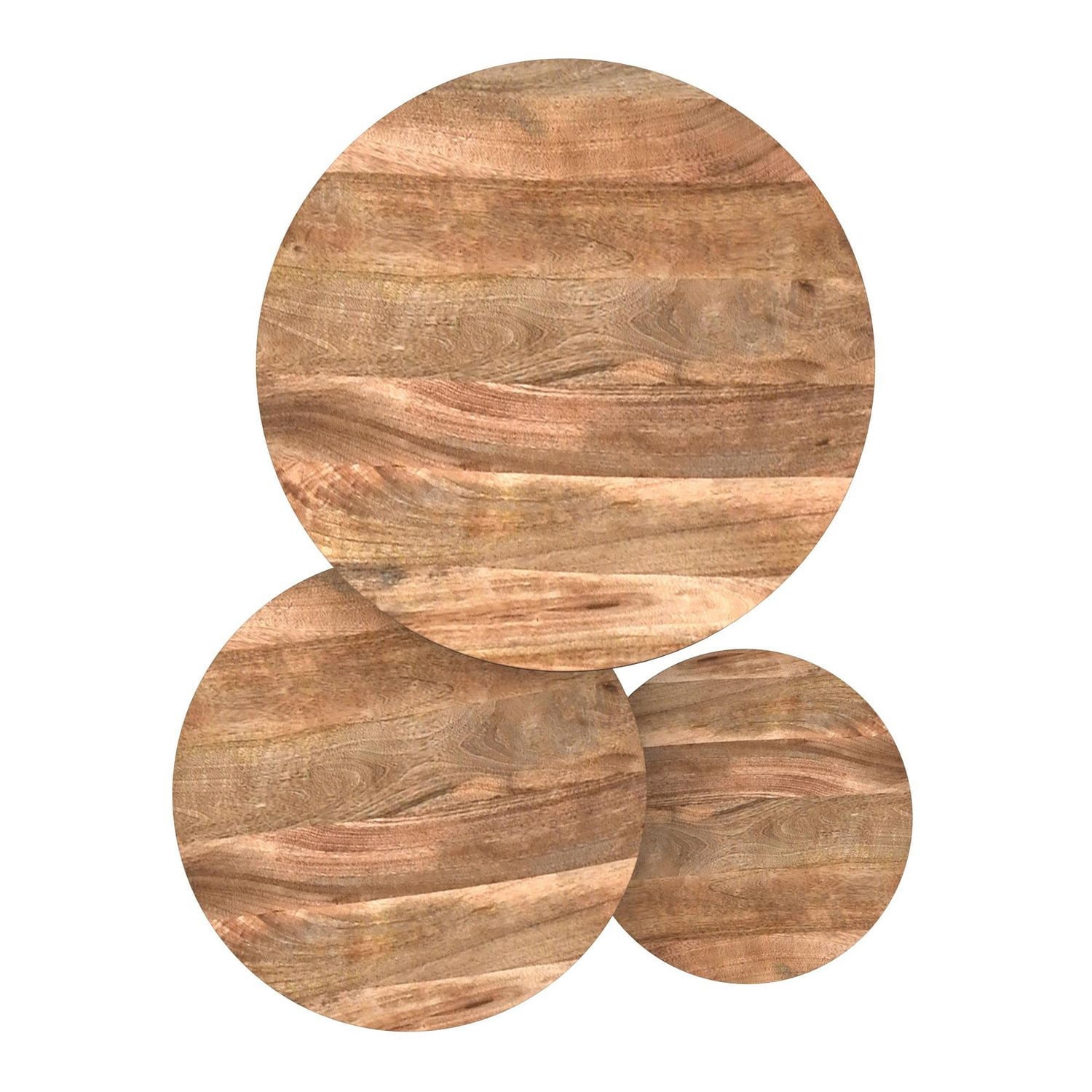 Ensemble de tables de salon rustiques modernes en bois massif et en fer, ensemble de 3 – naturel et noir