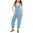 thumbnail image 2 of Girls Jumpsuit Bow Print Summer Rompers for Girls Casual V Neck Strap Rompers with Pockets Girls Clothes Size 13-14 Y, 2 of 6
