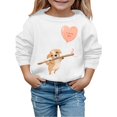 thumbnail image 1 of PMVFHDE Chandails à Col Rond Fille Automne et Hiver Saint-Valentin à la Mode et Intéressant Imprimé Chiot Chandail à Capuchon pour Enfants Blanc, 6-7 Ans, 1 of 4