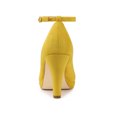 thumbnail image 2 of BLISSFUL STEP Chaussures pour Femmes Bout Rond Talon Aiguille Bride à la Cheville Escarpins Jaune 6, 2 of 8