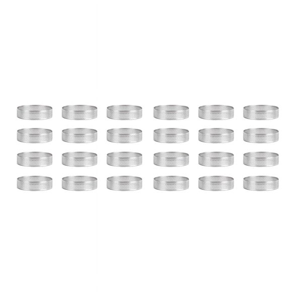 24 Pack Stainless Steel Tart Rings 3 In,Perforated Cake Mousse Ring,Cake Ring Mold,Round Cake