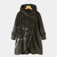 thumbnail image 2 of Women Printed Button Plush Tops Hooded Loose Cardigan Wool Coat Winter Jacket, 2 of 9
