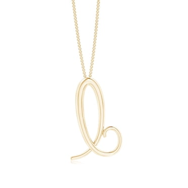 Angara Natural Lowercase "B" Initial Pendant in 14K Yellow Gold for Women