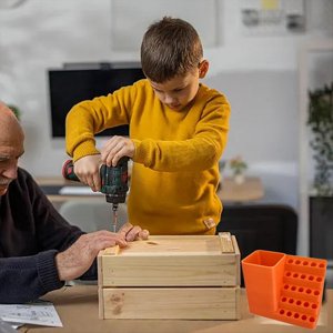 Boîte à outils de rangement pour tournevis, Boîte à boutons de forage, Boîte de rangement à outils avec support de forage à puissance,B