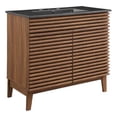 thumbnail image 1 of Modway Render Modern Wood/Ceramic Bathroom Vanity in Walnut/Black, 1 of 9