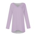 thumbnail image 4 of KIHOUT Spring Winter Womens Tops Solid Color T-shirt Long Sleeves Blouse V-Neck Casual Mid-Length Blouse Tops, 4 of 5