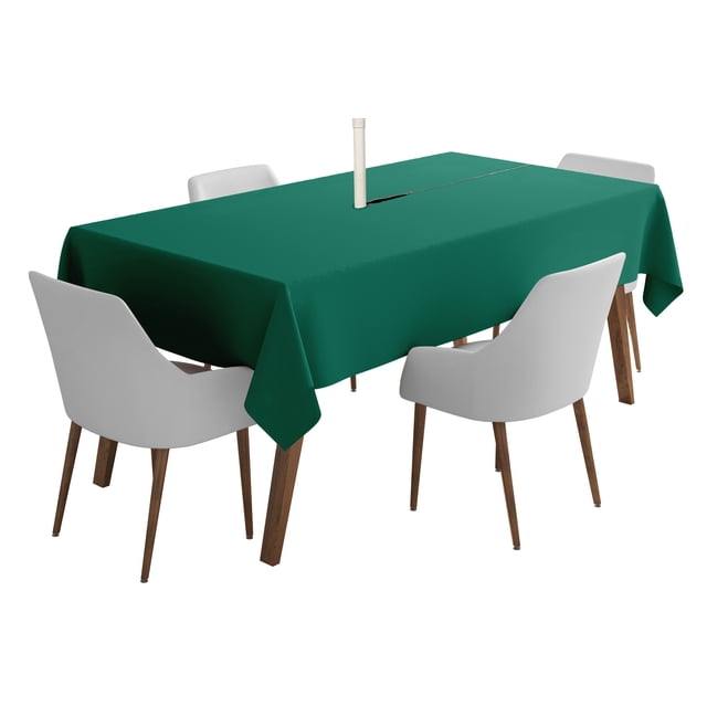 Vargottam Indoor/OutdoorTablecloth58" x 58" Inch Square Tablecloth with Umbrella Hole & Zipper, Waterproof Patio Table Cloths, Spring/Summer Table Covers for Backyard /BBQs -Teal Green