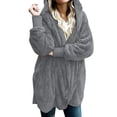 thumbnail image 2 of WREESH Women's Oversized Open Front Hooded Draped Pockets Cardigan Coat, 2 of 7