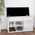 thumbnail image 1 of vidaXL Shoe Bench with Cushion White 80x30x47 cm Engineered Wood, 1 of 5