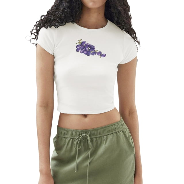 Gupgi Hauts Courts pour Femmes à Manches Courtes, Col Ras du Cou, Imprimé de Fruits, T-Shirts pour Bébé, T-Shirts pour Adolescentes, Été, Tendance, Coupe Ajustée