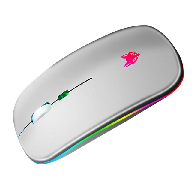 Baohd 2.4GHz Wireless Mouse Adjustable 800/1200/1600/2400 DPI Computer Cordless Mice Portable Replaceable Accessories Silver 1Set