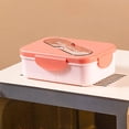 thumbnail image 1 of 2-Compartment Bento Box, Microwave-Safe Food Container, Leak-Proof Sealed Lid, Compartmentalized Meal Prep, Office Lunch Tray, Portable Dish with Spork, Eco-Friendly Plastic, 1 of 6