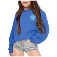 thumbnail image 1 of MEZZALL Chandail à Capuche Imprimé Fleuri Mode Décontractée pour Filles Manches Longues, Bleu, 5-6 Ans, 1 of 7