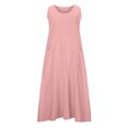 thumbnail image 4 of Robe Longue d'Été Sans Manches en Coton et Lin pour Femmes, Encolure Dégagée, Décontractée, Fluide, Ample, Maxi, avec Poche, pour Plage et Vacances, 4 of 7