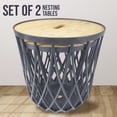 thumbnail image 2 of PRISP Timballa Nesting Coffee Tables - Set of 2 Round Side Tables with Storage and Bamboo Lids; Basket End Tables for Living Room, Bedroom, Patio, Balcony & Home Decor, 2 of 9