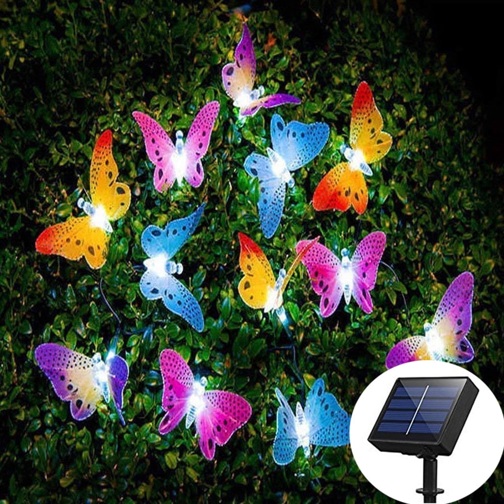 MesaSe Solar String Lights Outdoor  Butterfly Solar Light String Waterproof Decorative Lighting for Patio Garden Yard Party Wedding Christmas Decoration
