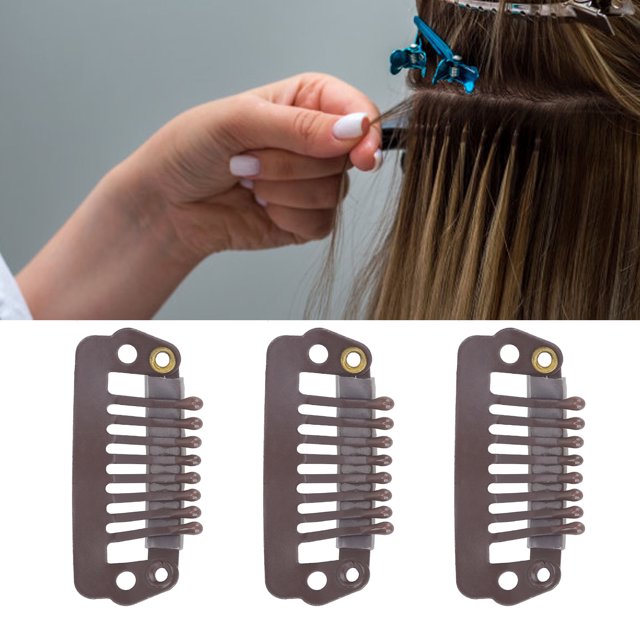 Extension de Cheveux de Pinces à Perruque, 50pcs 8 Conseils 8 Pinces à Perruque Snap Peigne Snap Clips Extension de Cheveux Haut de Gamme