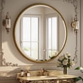 thumbnail image 2 of BEAUTYPEAK 32" Round Bathroom Mirror Vanity Mirror Wall Mounted With Beaded Frame,Gold, 2 of 9