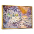 thumbnail image 2 of Designart Cottage sur Rivière dans la Forêt pendant Noël Cadre Flottant Traditionnel Art Mural, 2 of 4