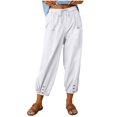 thumbnail image 1 of Women‘s Cotton Linen Pants Drawstring Elastic Waist Capri Pants Lounge Pants with Pockets, 1 of 9