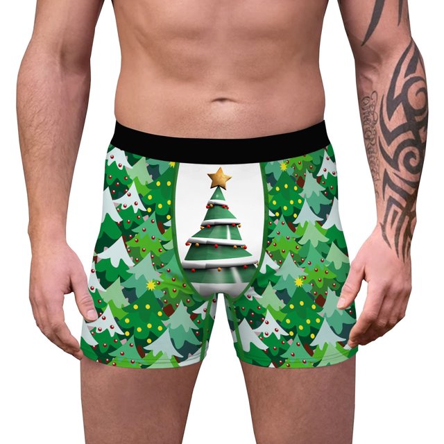 LSLJS Caleçons pour Hommes de Noël à Impression Numérique, Respirants et Ajustés, Boxeurs Confortables, Boxeurs pour Hommes
