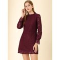 thumbnail image 4 of INSPIRE CHIC Women's Floral Print Lace Ruffle Crew Neck Casual Mini Dress, 4 of 6