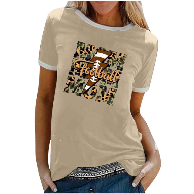 EQWLJWE Hauts d'Été pour Femmes Hauts pour Femmes en Liquidation Mode Féminine Manches Courtes Col Rond Hauts Amples Blouse Manches Bouffantes Imprimée