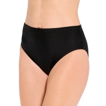 Krista Bas de bikini noir à couverture complète pour femme, bas de bain taille haute