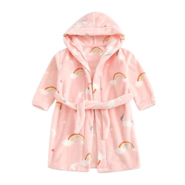 Toddler Baby Boys Girls Cartoon Bathrobes Flannel Night-Robe Sleepwear Girls Coat&Jacket Hot Pink 120/3 Y—4 Y