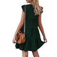 thumbnail image 2 of Faithtur Women Casual Pleated Dress, Adults Spring Solid Color Round Neck Short Sleeve One-piece, 2 of 3
