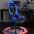 thumbnail image 3 of Costway Massage Gaming Chair Reclining Racing Office Computer Chair with Footrest Blue, 3 of 10