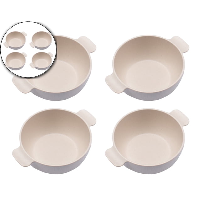 Dvruxg Wheat Straw Dinnerware Set - 4 Bowls, Reusable, Microwave & Dishwasher Safe, Perfect for Camping or Home Use(Beige)