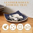thumbnail image 2 of CHUANK 2 Pcs Valet Tray PU Leather Key Bowl Reversible Valet Tray Organizer Square Weave Nightstand Organizer Tray Waterproof Key Tray Decorative Catchall Tray for Man, 2 of 10