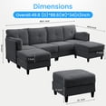 thumbnail image 2 of Mjkone 4-seater U Shaped Sectional Sofa, Corduroy Sectional Couch with Chaise, Modern Modular Couches and Sofas for Living Room-Dark Grey, 2 of 6