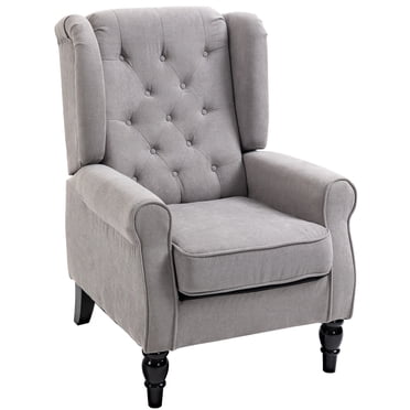 HOMCOM Fauteuil d'Appoint Capitonné à Boutons avec Dossier Ailé et Accoudoirs Arrondis