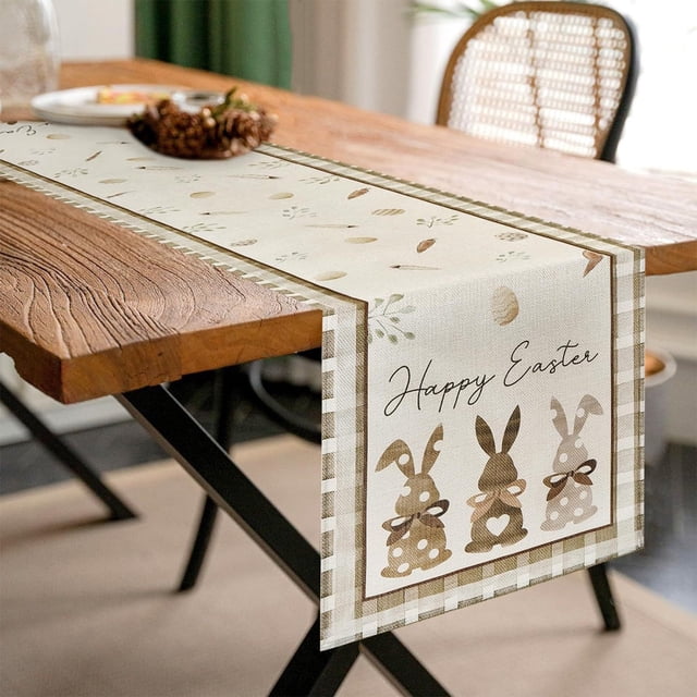 Limited Time Deal Iumwxz Cute Rabbits Radish Eggs Themed Tablecloth Linen Printed Table Flag Easter Restaurant Decoration 4 Sizes Available Patio Decor Big Savings Wall Decor