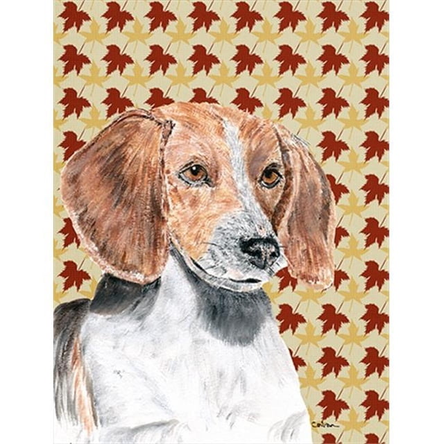 Carolines Treasures SC9551CHF Foxhound Anglais Automne Feuilles Drapeau Toile Maison Taille