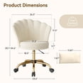 thumbnail image 2 of Hawsaiy Shell Back Home Office Chair with Lumbar Pillow, Modern Upholstered Desk Chair with Gold Metal Base, Swivel Adjustable Computer Chair for Home Office, Beige, 2 of 11