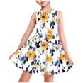 thumbnail image 1 of LOVZFMLL Robe d'Été à Manches Courtes pour Filles, à Volants, avec Poches, à Col Rond, Imprimée, Robe, Joli Débardeur, 1 of 8