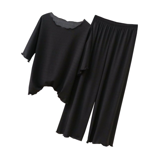 Ensembles de Pyjama pour Femmes 2 Pcs, Tenue d'Intérieur Décontractée Ample à Manches Courtes et Pantalon pour Femmes, Ensembles de Pyjama