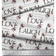 thumbnail image 2 of Soimoi Rayon Crepe Fabric Floral Love Text Print Fabric by the Yard 46 Inch Wide, 2 of 5