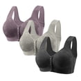 thumbnail image 1 of Cameland 3 Pack Bra for Women Bra for Seniors Front Closure Bras Wire-Free Front Button Closure Comfortable Bra, 1 of 7