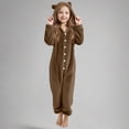 thumbnail image 2 of Pyjama d'Hiver pour Filles Combinaison à Capuche à Manches Longues pour Filles Pyjama Uni pour Chaleur Hivernale Décontractée Combinaison à Manches Longues, 2 of 6