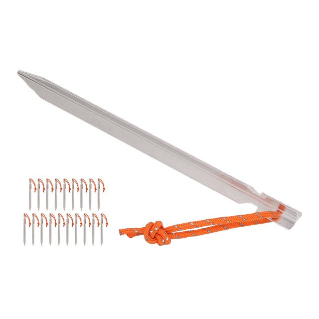 Tent Stakes V Shape Heavy Duty Tent Peg With Ropes For Outdoor Camping Tent Accessories Silver White