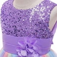thumbnail image 4 of VKOYWKM Robe Formelle pour Filles Sans Manches Robe à Paillettes Scintillantes Fermeture Éclair au Dos Robe avec Nœud Robe de Demoiselle d'Honneur en Tulle Robes de Soirée Formelles Robe de Bal pour 2T-10T, 4 of 8