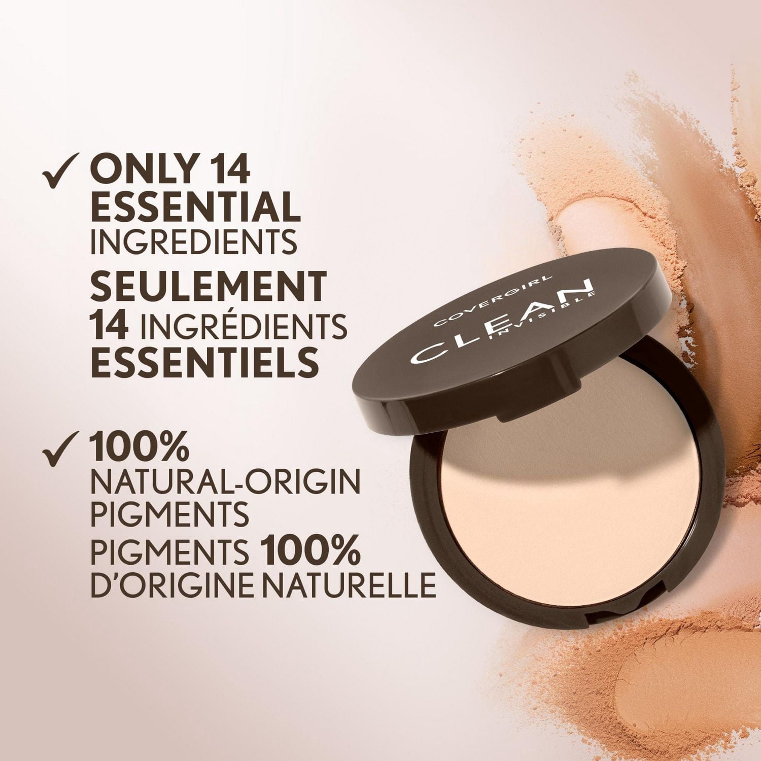 COVERGIRL Clean Invisible Poudre pressée légère, respirante, formule végétalienne, sans talc ni parfum