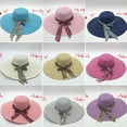 thumbnail image 2 of Sunscreen Braided Foldable Straw Hat Leopard Bowknot Decor Wide Brim Women Beach Hat Fashion Accessories, 2 of 8