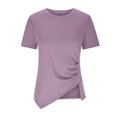 thumbnail image 4 of T-shirt Décontracté pour Femmes à Manches Courtes, Couleur Unie, Col Ras du Cou, Basique, Chandail, 4 of 6