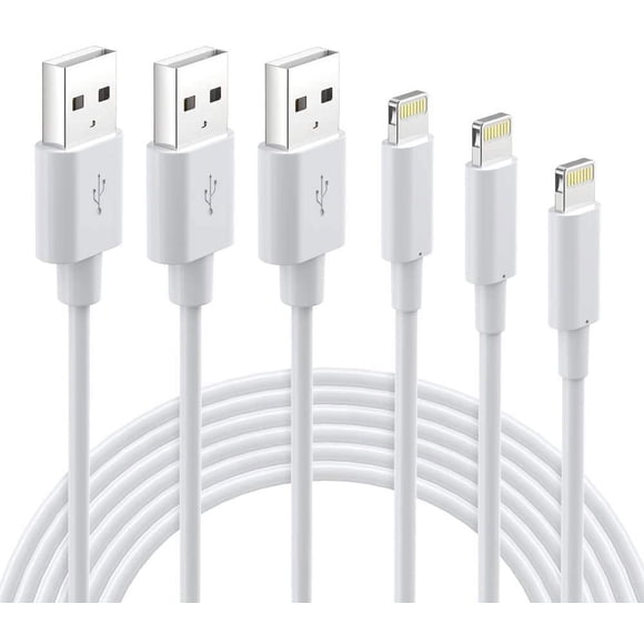 Pour Chargeur Cordon Certifié MFi - Câble Lightning Lot de 3 3 Pieds Durable Lightning vers USB A Câble de Charge Compatible avec 13 12 11 Pro Max iPad Airpods