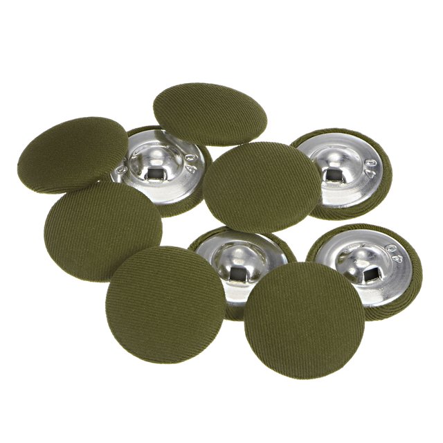 Unique Bargains 10pcs 40L Fabric Cloth Covered Button 25mm Round Metal Shank Sewing Buttons for Suits Dress Blouses, Navy Green